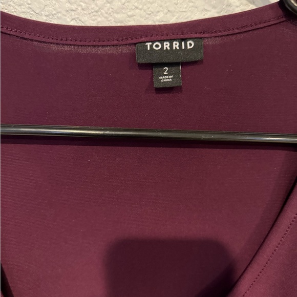 Torrid Burgundy V Neck Blouse - Picture 2 of 4